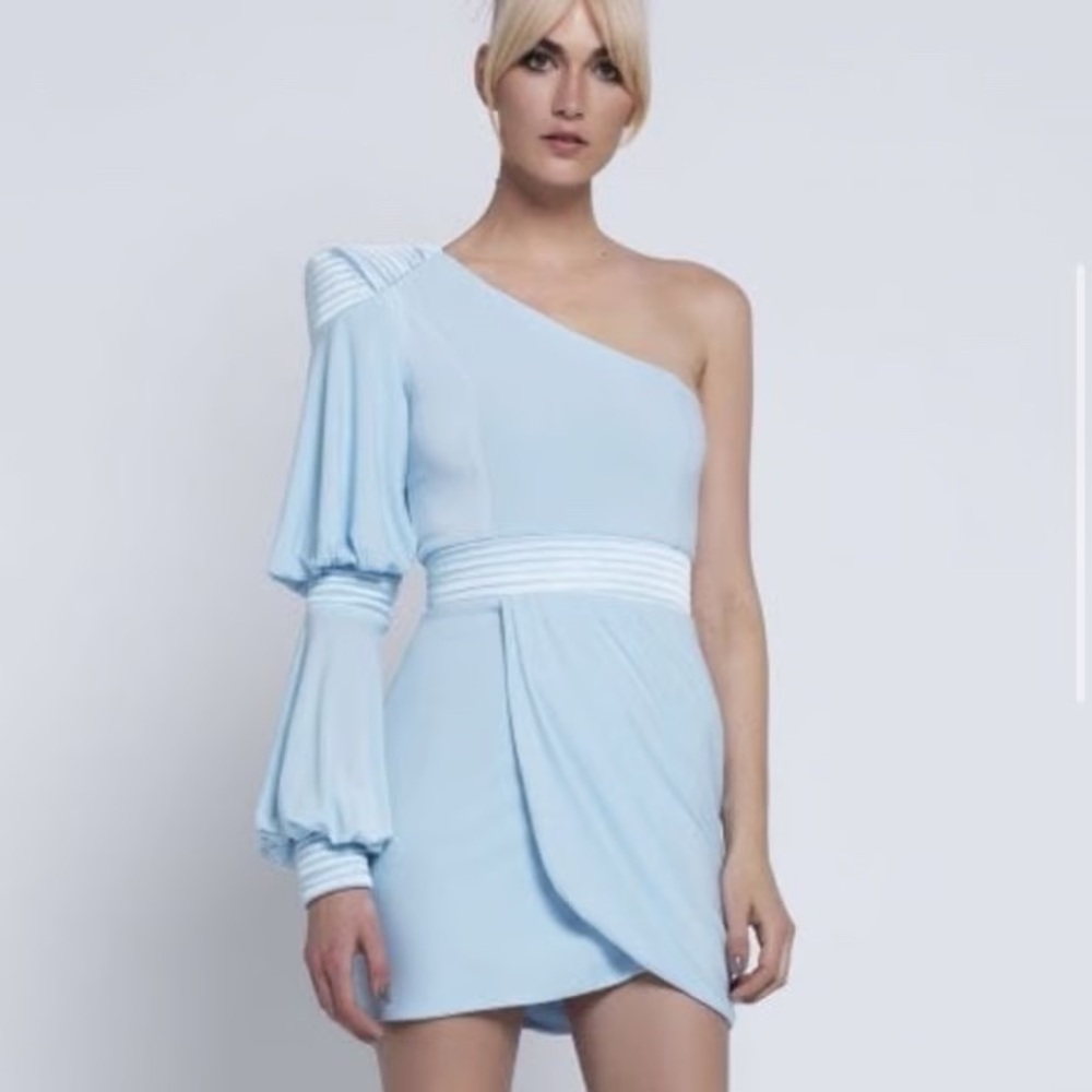 Zhivago Light Blue One-Shoulder Mini Dress